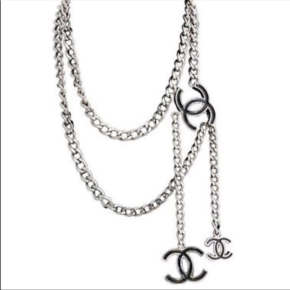 **SOLD** Chanel CC Black and Silver Belt/Necklace